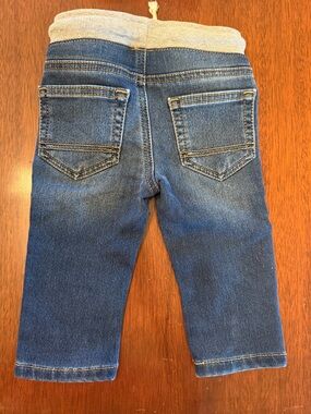 Cat & Jack  Blue Denim Pull-On Jeans with Grey Knit Waistband